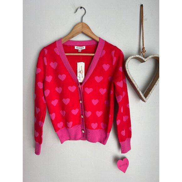 Nanette Lepore Womens Button Front Crop V-Neck Cardigan XTRA-SMALL Heart Pink - Picture 1 of 10